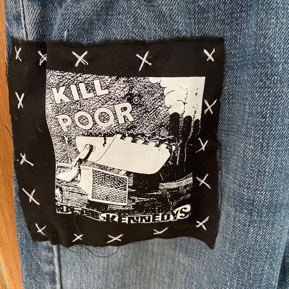 Men's Punk Rock Themed Levis 505 Jeans Upcycled